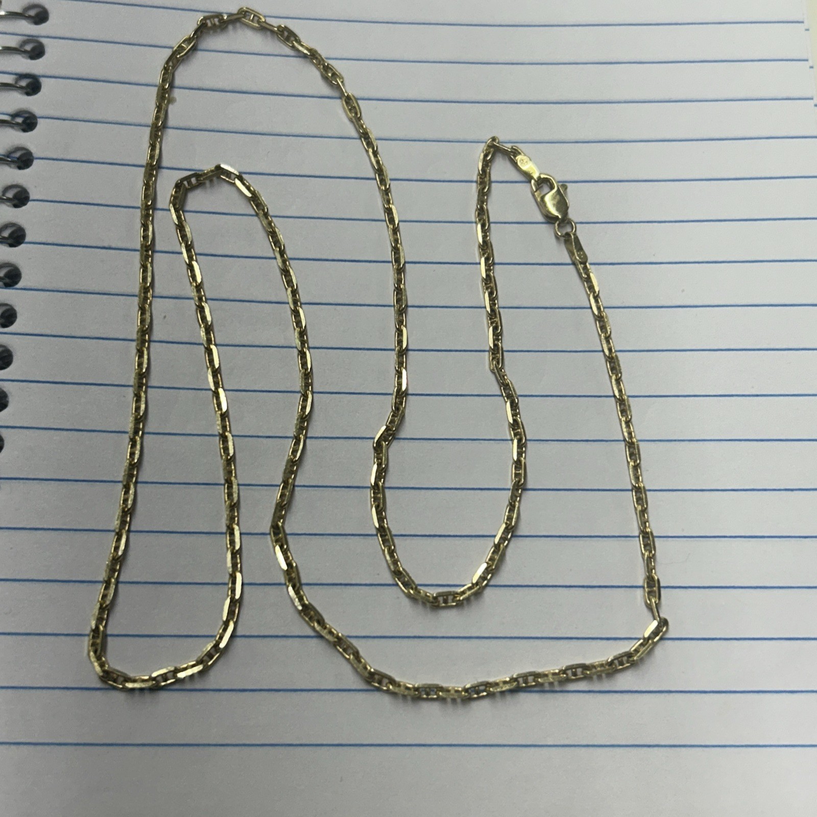 Heavy 14K Solid Yellow Gold Mariner Link Chain Necklace 10.7 G 24″ Lobster Clasp
