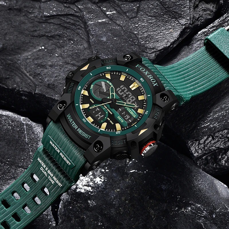 Men’s Watch Big Dial Quartz Digital Analog Luminous Waterproof Sports Wristwatch