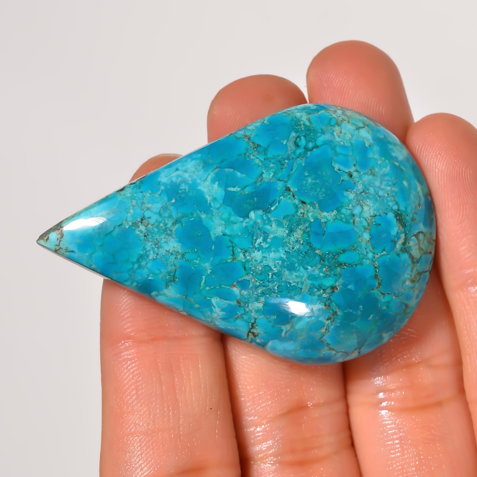 657 Cts. Natural DESIGNER TIBET TURQUOISE Pear Shape Cabochon Gemstone Lot~8Pcs~