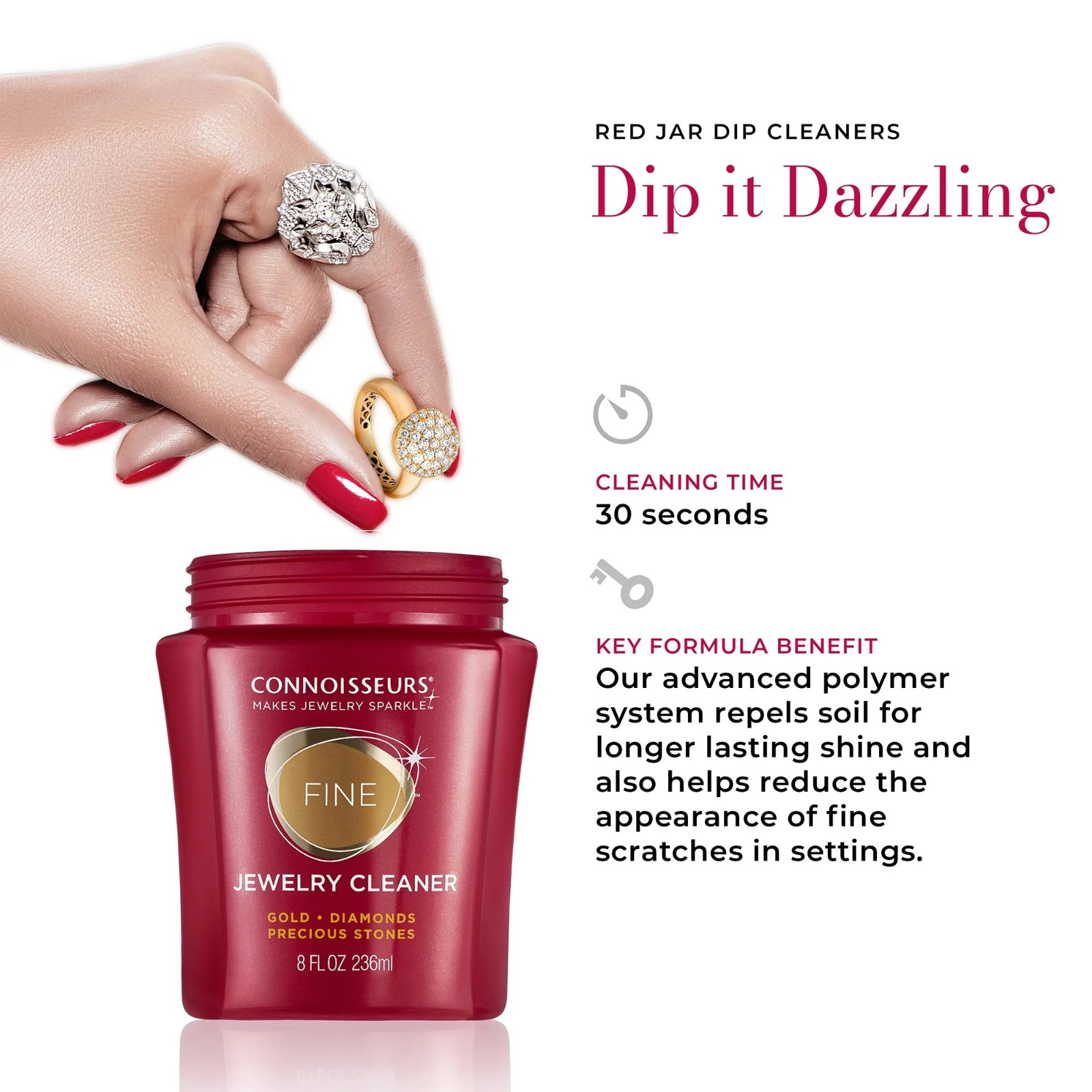 Connoisseurs Fine Jewelry Cleaner For Cleaning Gold, Platinum, Diamonds