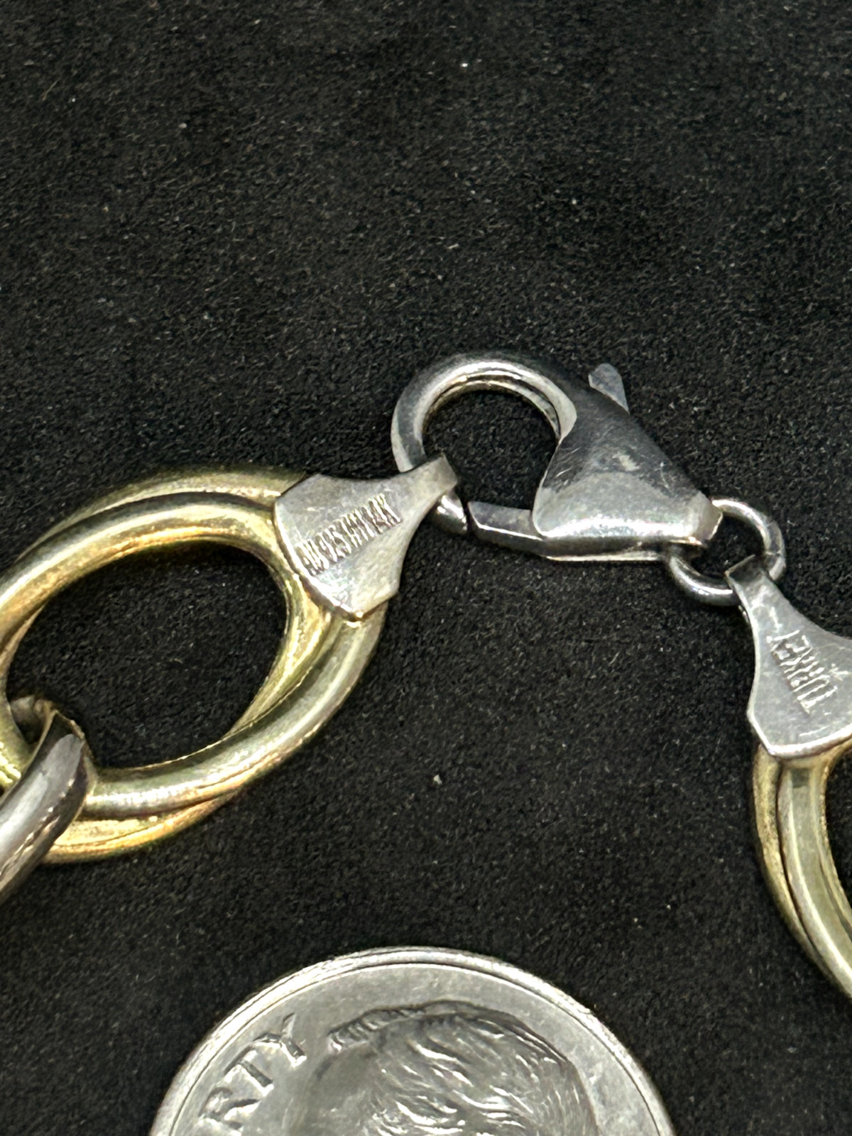 AU 925 1/11 14K 10.7mm Hoop Chain Link Bracelet 8in – 7.69g