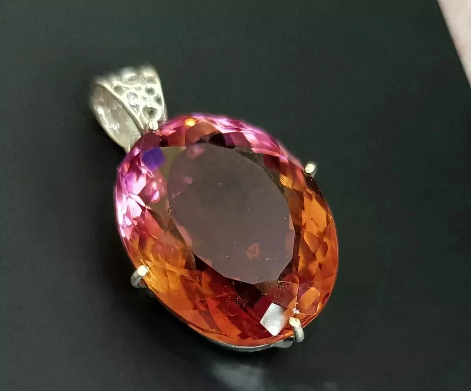 Certified 55.60 Ct+ Natural Zultanite 7 Color Loose Gemstone 925 Silver Pendant