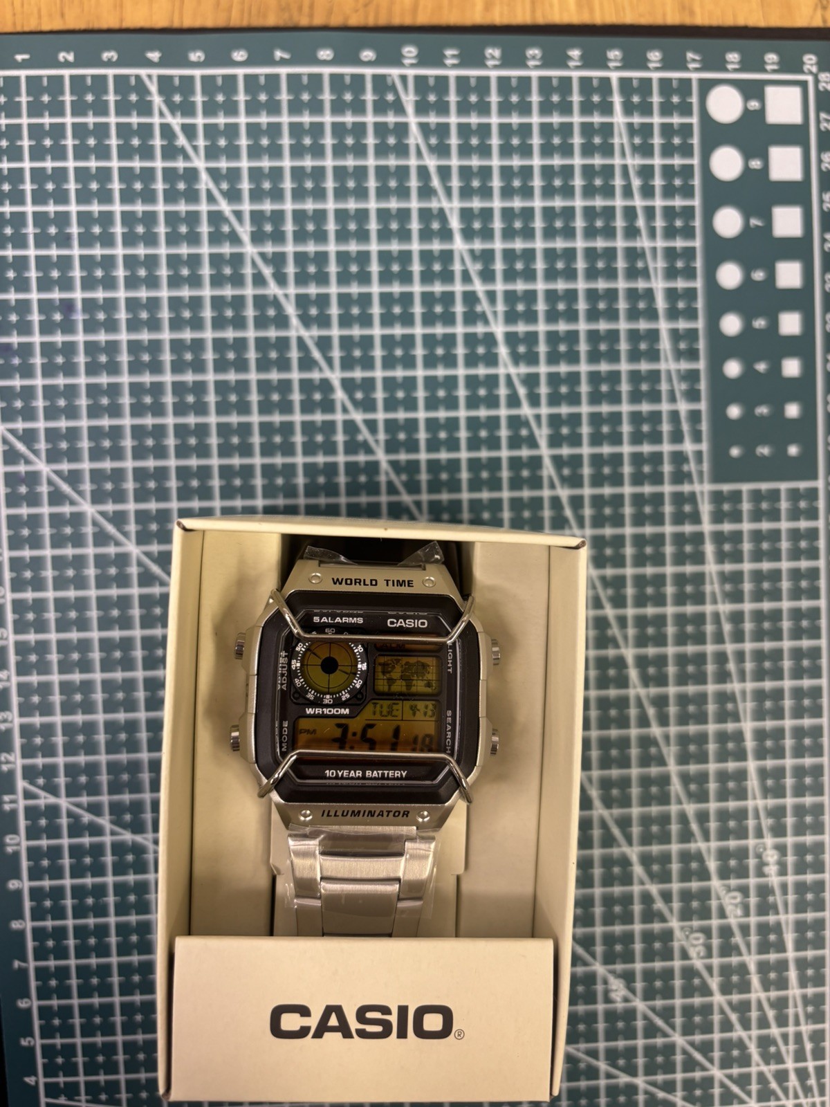 Casio Royale AE-1200WHD World Time Illuminator Digital Watch Mod sun set