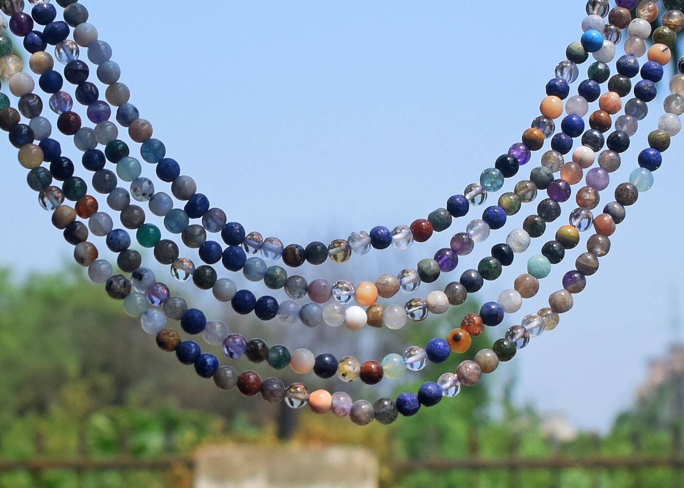 5 Strand 485 Cts Mix Gem Round Shape Beaded Womens Necklace Jewelry AK 40 E550