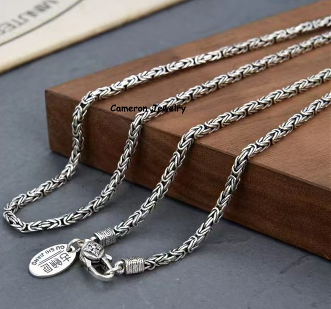 Pure 925 Sterling Silver Braided Chain 2.5mm Byzantine Necklace 25-26g 25.6inch