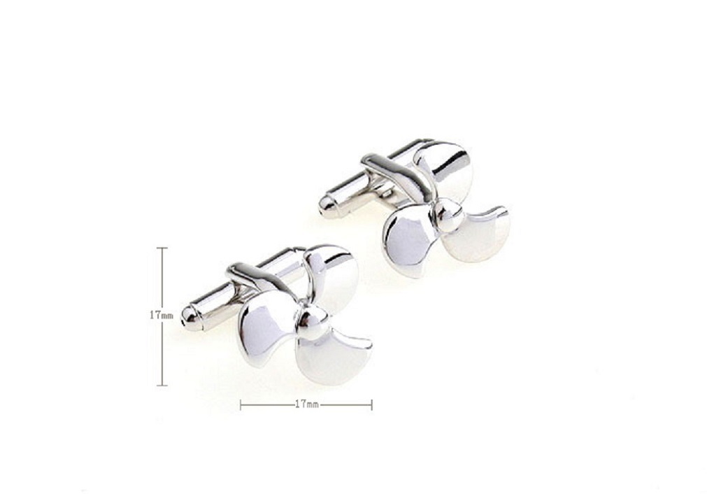 Propeller Boat Pair Cufflinks Ship Wedding Fancy Gift Box & Polishing Cloth