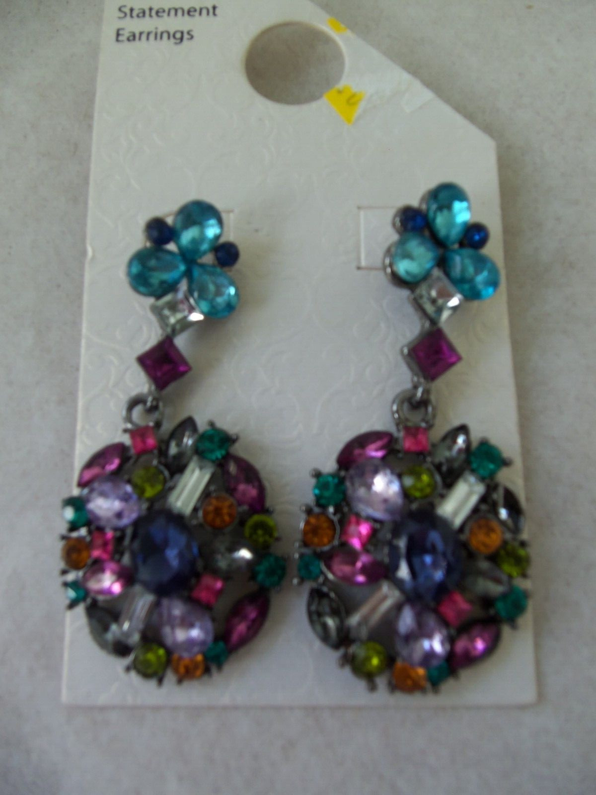 Fancy Jeweled Dangly Statement Earrings Lot! 3! PIERCED! COSTUME JEWELRY!