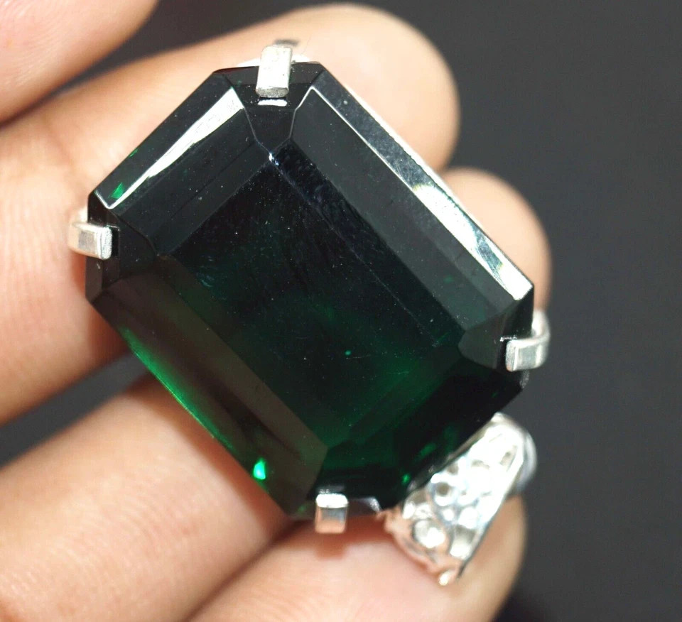 105 Ct Natural Green Topaz Emerald Cut Pendant 925 Sterling Silver Certified