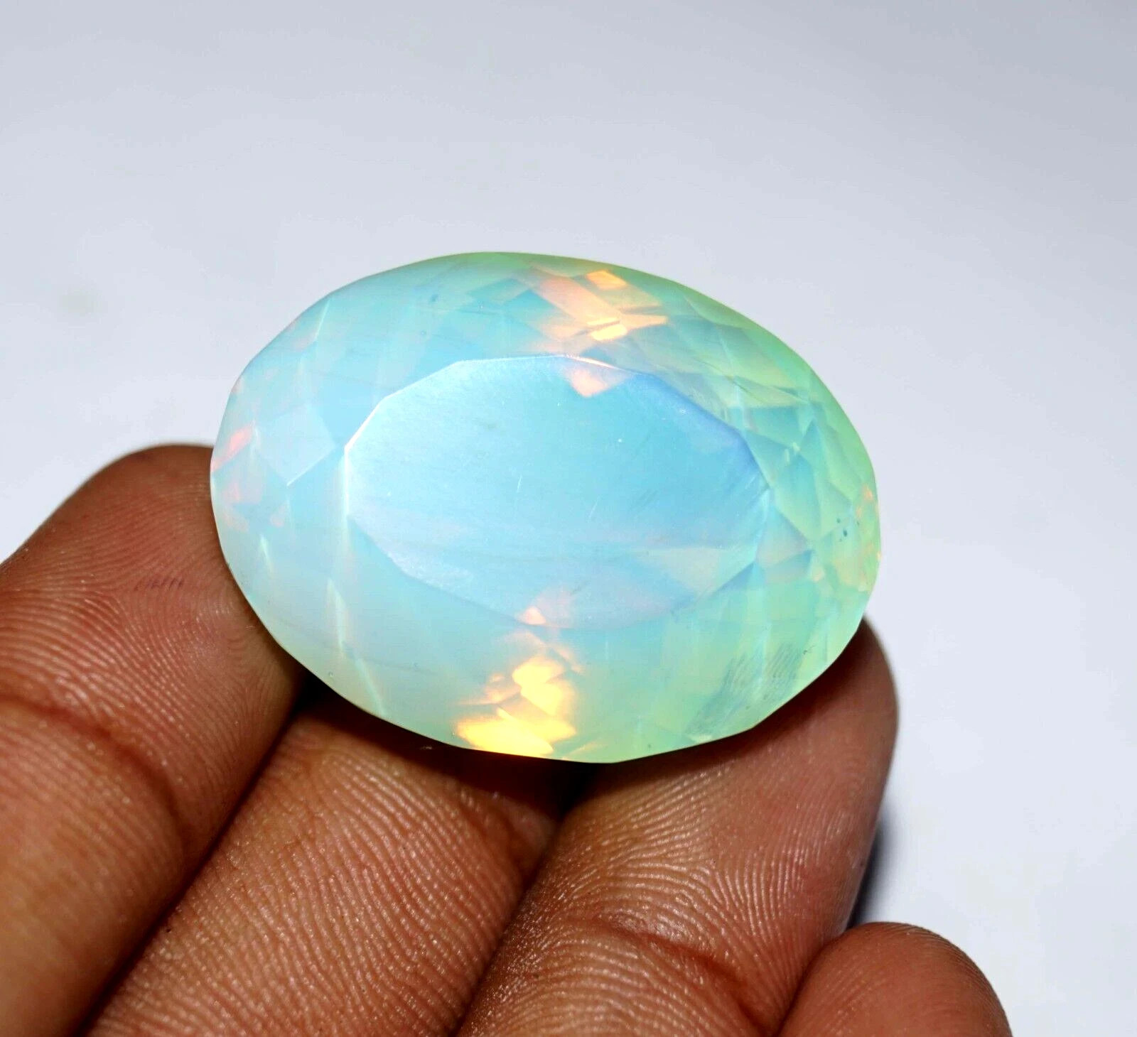 Natural Green Fire Opal Oval Cut Welo Australian 81.60 Ct Loose Gemstone 4 Ring