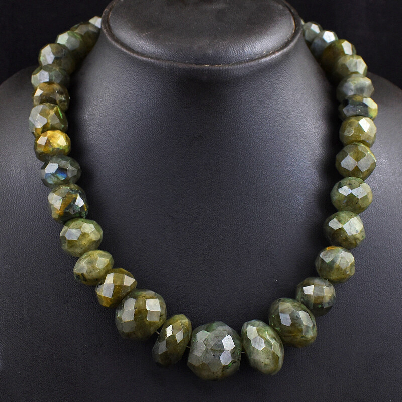 992 Cts Earth Mined Single Strand Labradorite Faceted Beads Necklace JK 38E342
