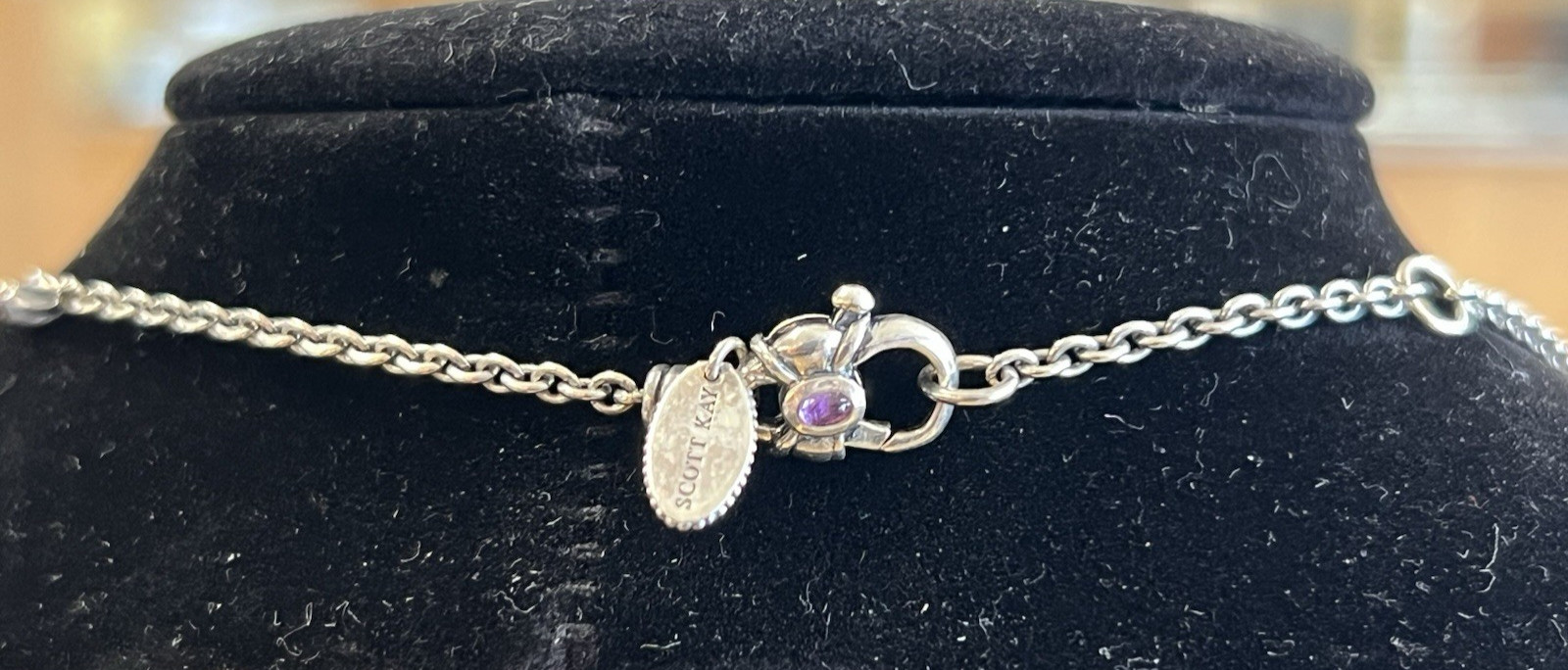 Designer Scott Kay Sterling Silver 18″-20″ Chain w/ Amethyst Clasp 8.7g