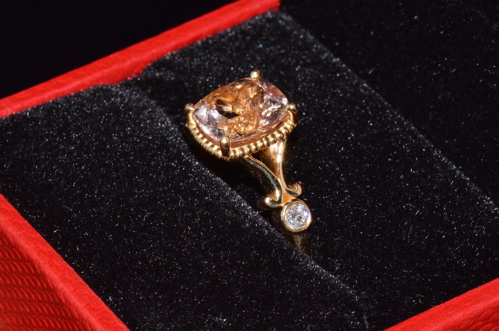 Certified Natural 2.82Cts Diamond Morganite 18K Gold Filigree Engagement Ring