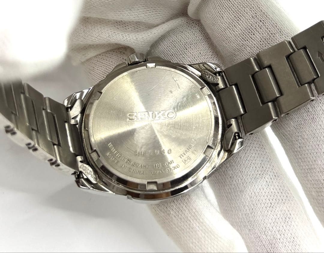 SEIKO SOLAR TITANIUM V145-0AX0 Men’s Watch Date Quartz 3.5cm Clean Working