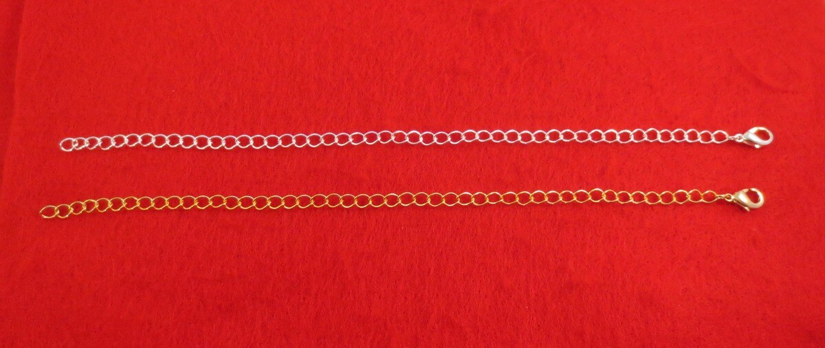 8 INCH 14KT GOLD & WHITE GOLD PLATED 4MM NECKLACE EXTENDER W/ LOBSTER CLAW SET