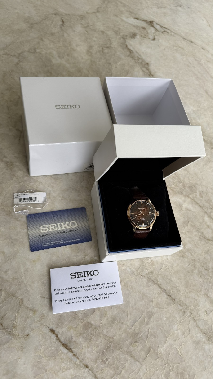 Seiko Presage “Cocktail Time” SRPB46 “Manhattan” Pristine / Rose Gold Automatic