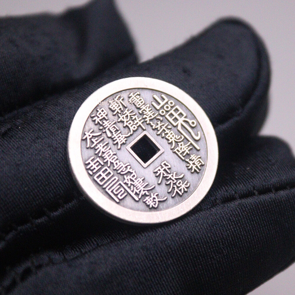 Pure 999 Fine Silver Women Man 山鬼花钱 Exorcise Evil Spirits Coin Pendant 22mm