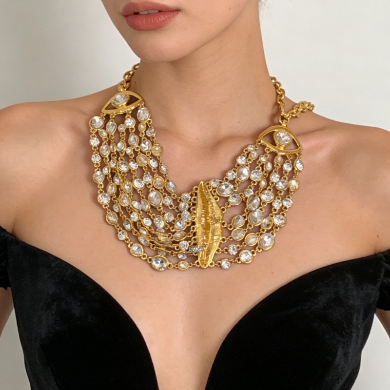 Schiaparelli Multi Strand Cz Necklace