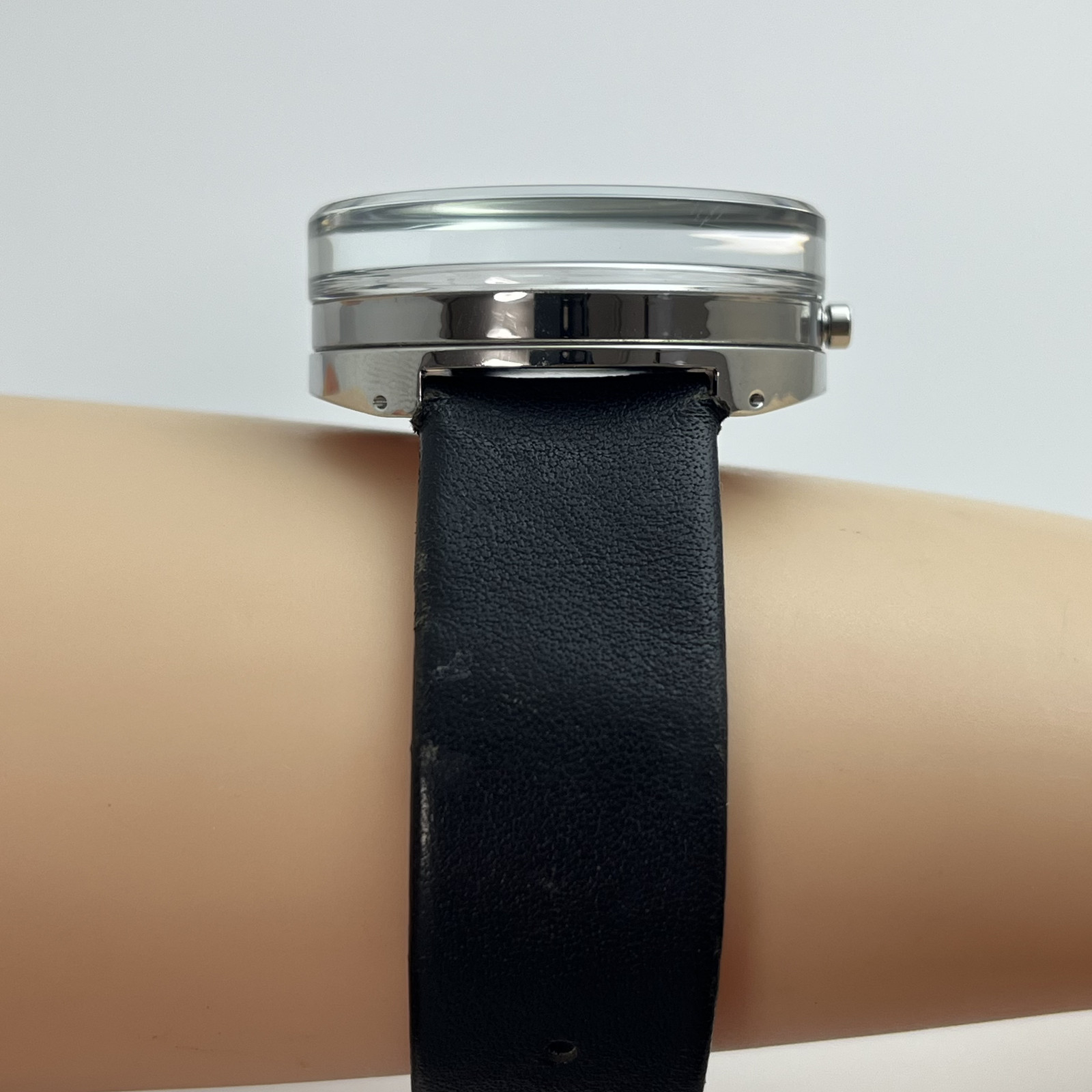 Seiko Issey Miyake Glass Watch NYAH001 TOKUJIN YOSHIOKA Qz Leather Strap #B851