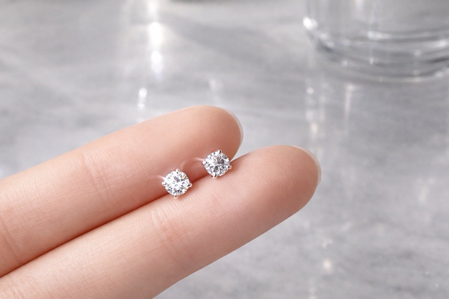 0.4ct tw moissanite Stud earrings 0.2ct Each Platinum Butterfly Push Backs VVS