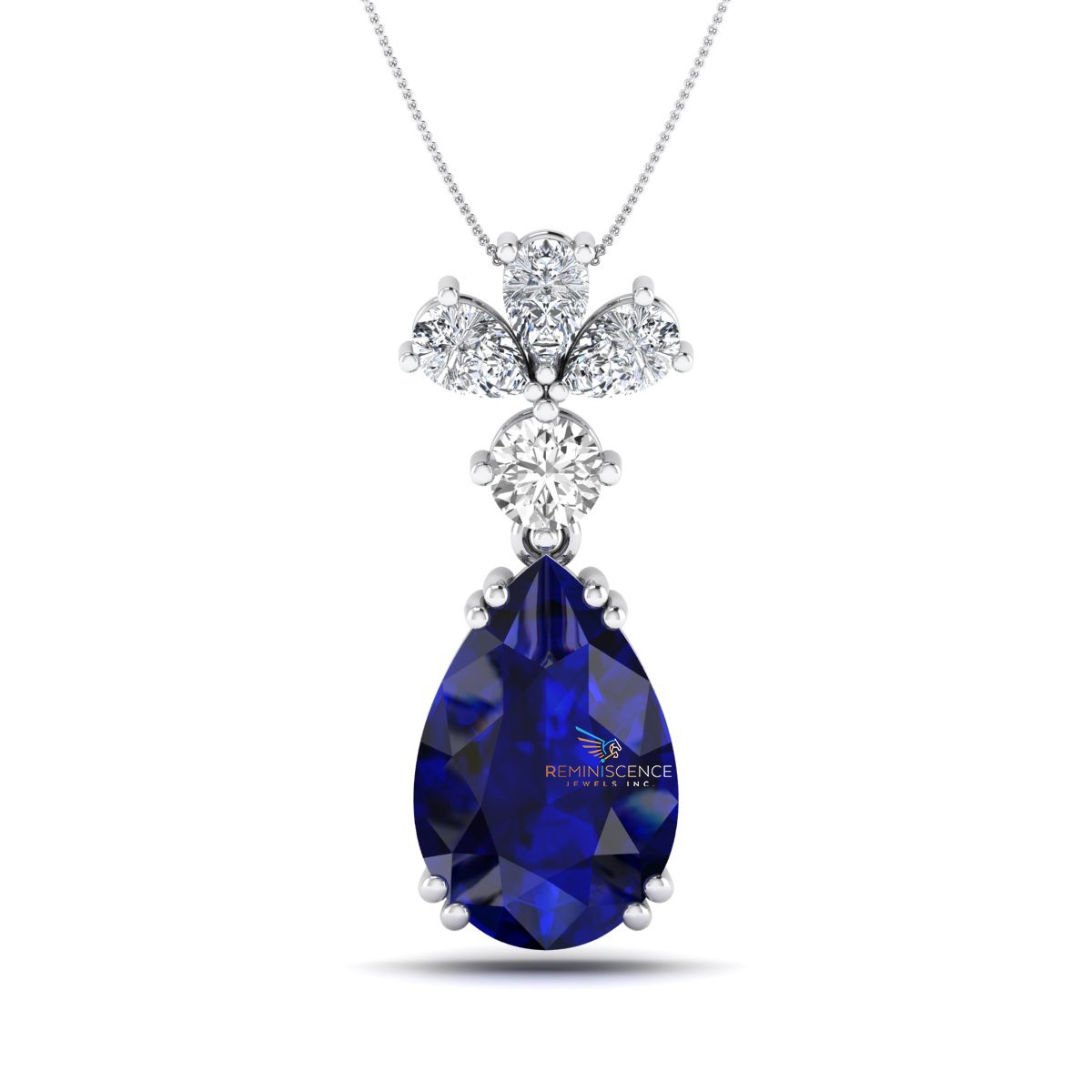 Pear Cut Lab Grown Diamond 14K White Gold Stylish Teardrop Women’s Necklace