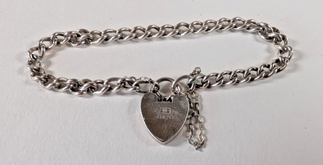 Vintage W J Sutton Sterling Silver Charm Bracelet Hallmarked Birmingham 16cm/9g