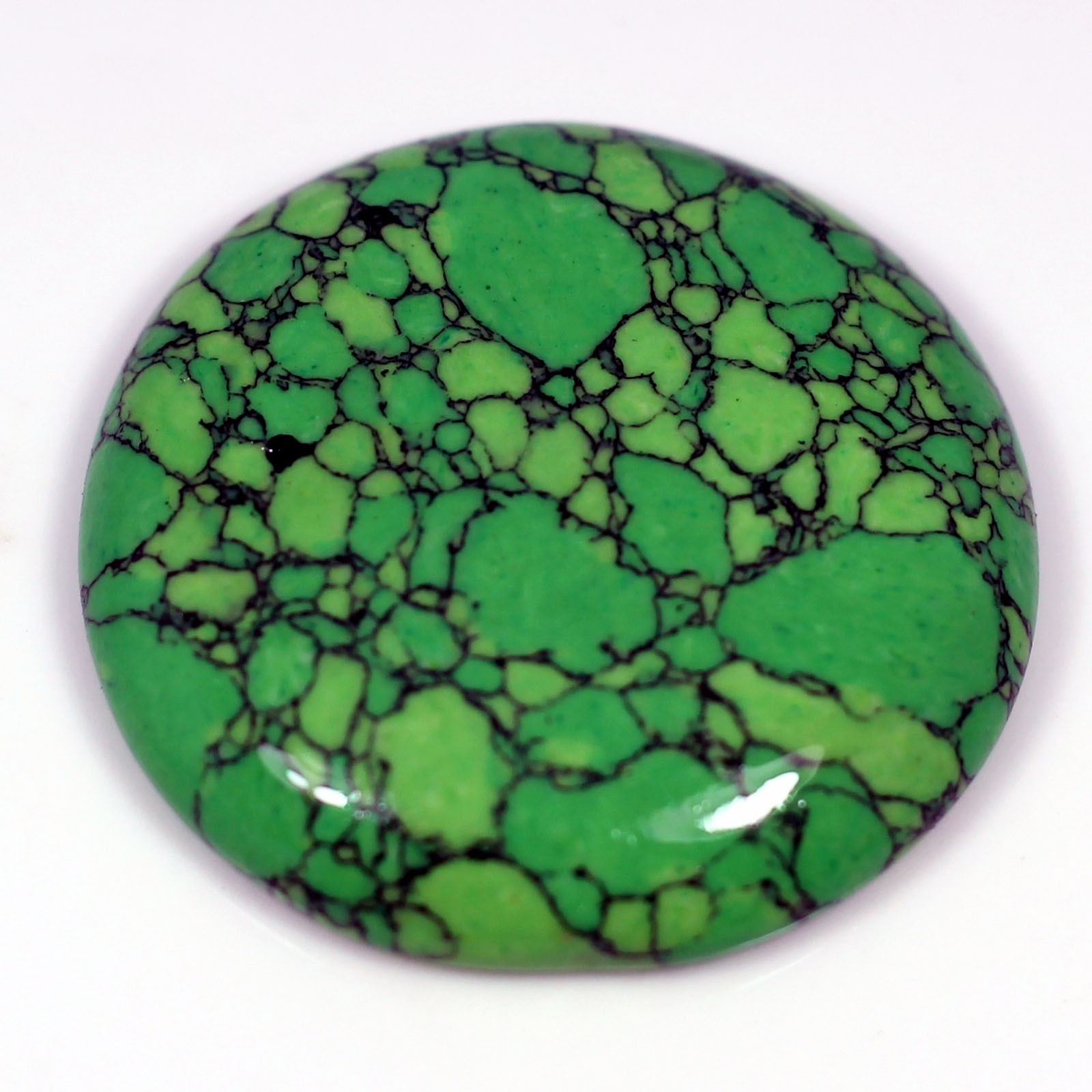 36.35 ct Green Turquoise Round Cabochon Spiderweb Matrix Loose Gemston Stoneartt