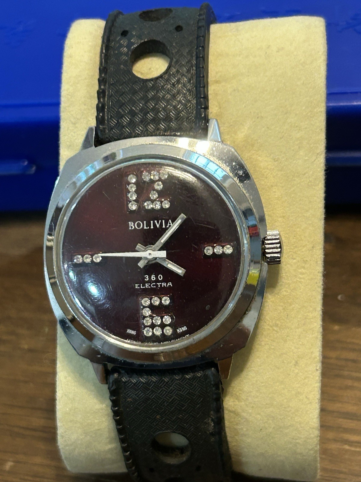 Vintage BOLIVIA Electra 360 DATOMATIC Mens Watch W/ OG Tropical Rally Band Runs