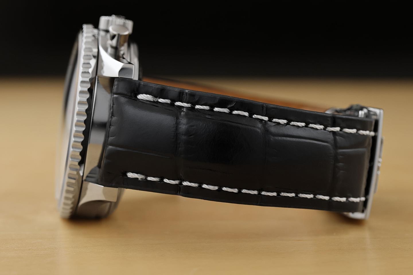 BREITLING NAVITIMER 01 BLACK DIAL AB0120 43MM STAINLESS STEEL LEATHER WATCH
