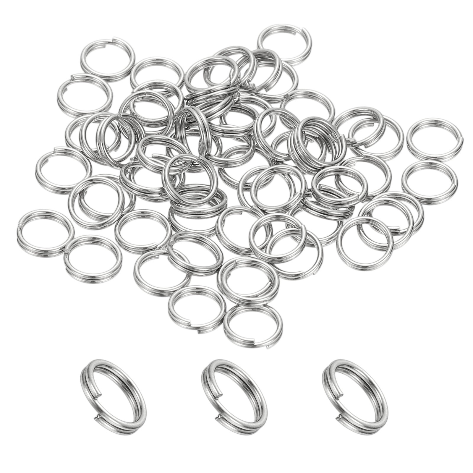 Round Split Ring, 60 Pcs 7 mm Small Split Ring with Double Loop, Silver