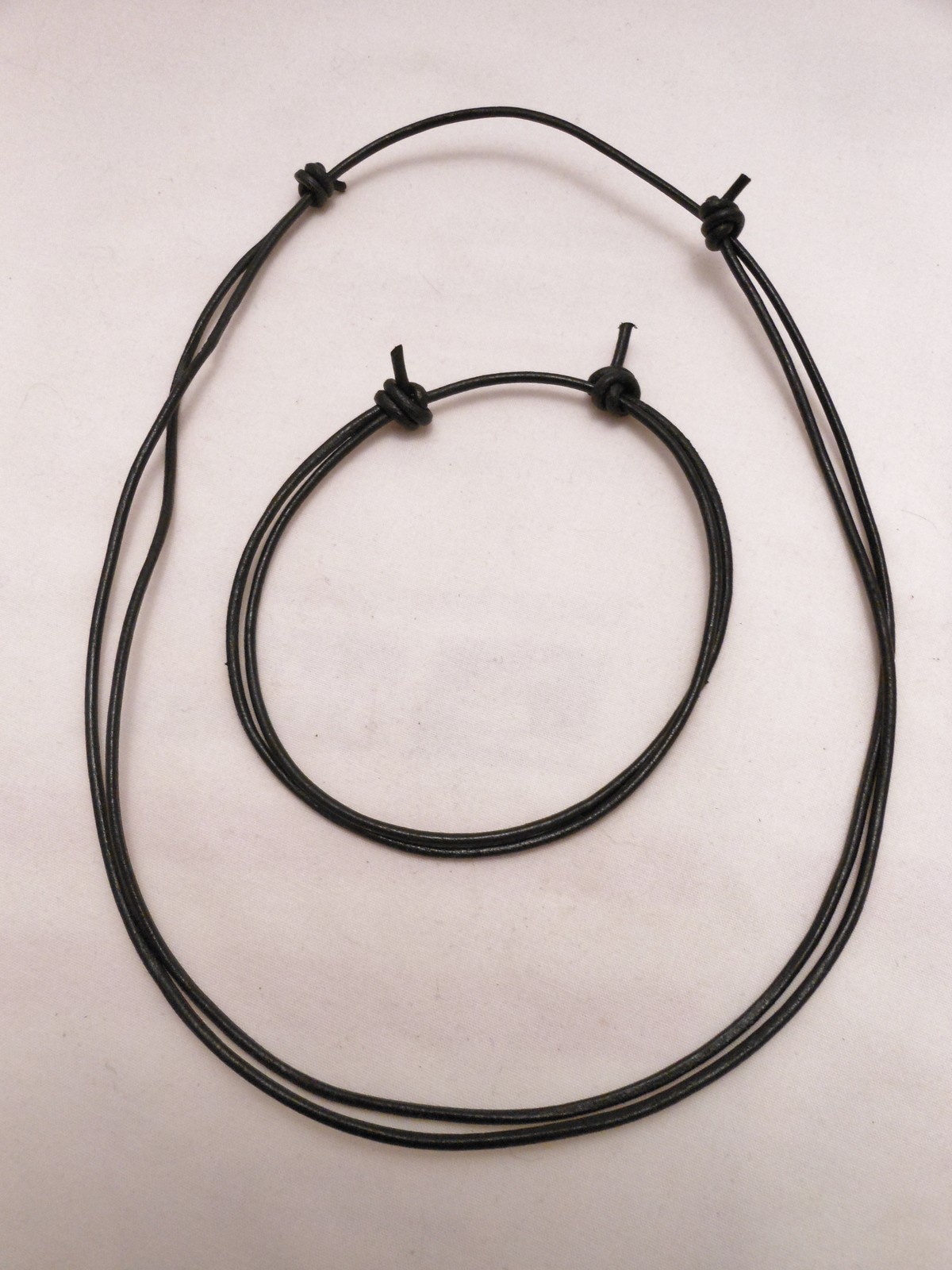 Black Leather Surfer Choker Necklace and BRACELET/ANKLET- Unisex -Made in USA