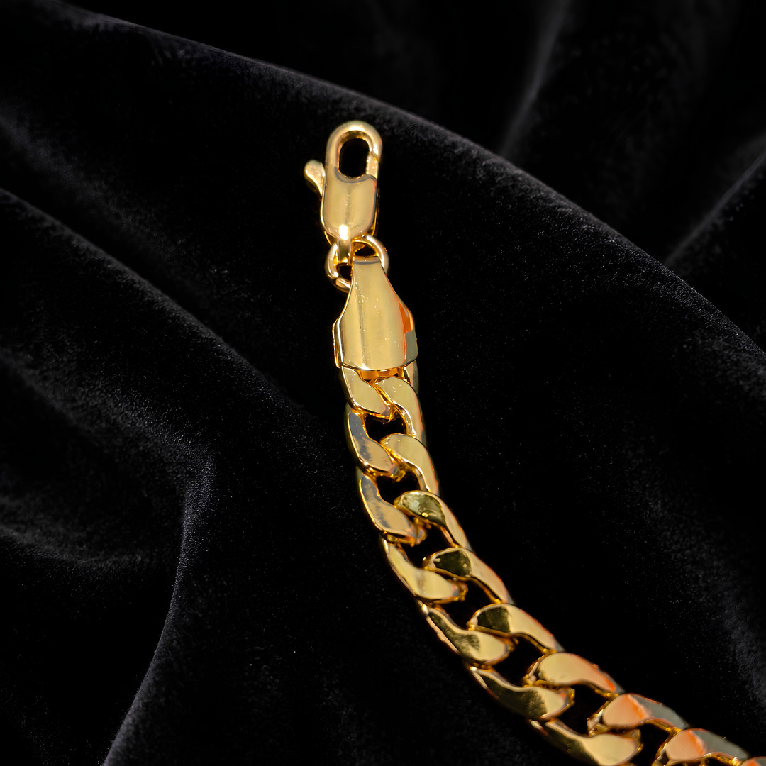 18K Gold Plated 6mm Curb Link Chain Necklace Men Women 16″ 18″ 20″ 22″ 24″ 26″