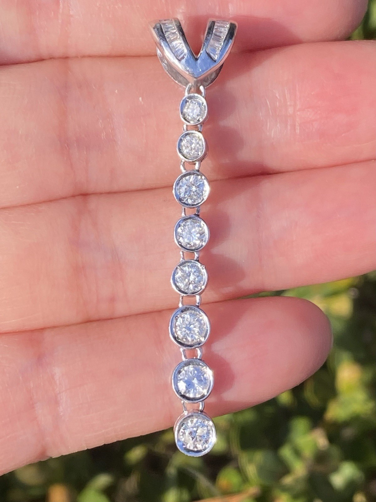 1.00CTW 100% Natural Round Diamond Drop Platinum Pendant