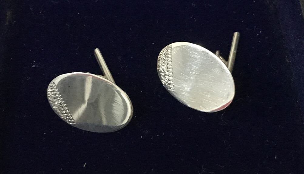 VINTAGE 925 SOLID STERLING SILVER PLAIN ENGRAVED CORNER CUFFLINKS ENGRAVABLE