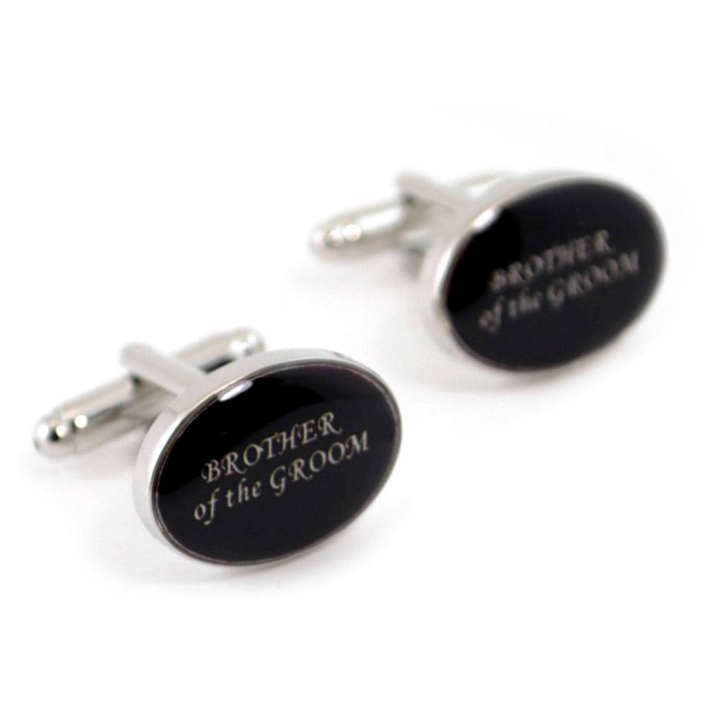 PERSONALISED WEDDING PARTY CUFFLINKS PAIR High Quality NEW w GIFT BAG Black Oval