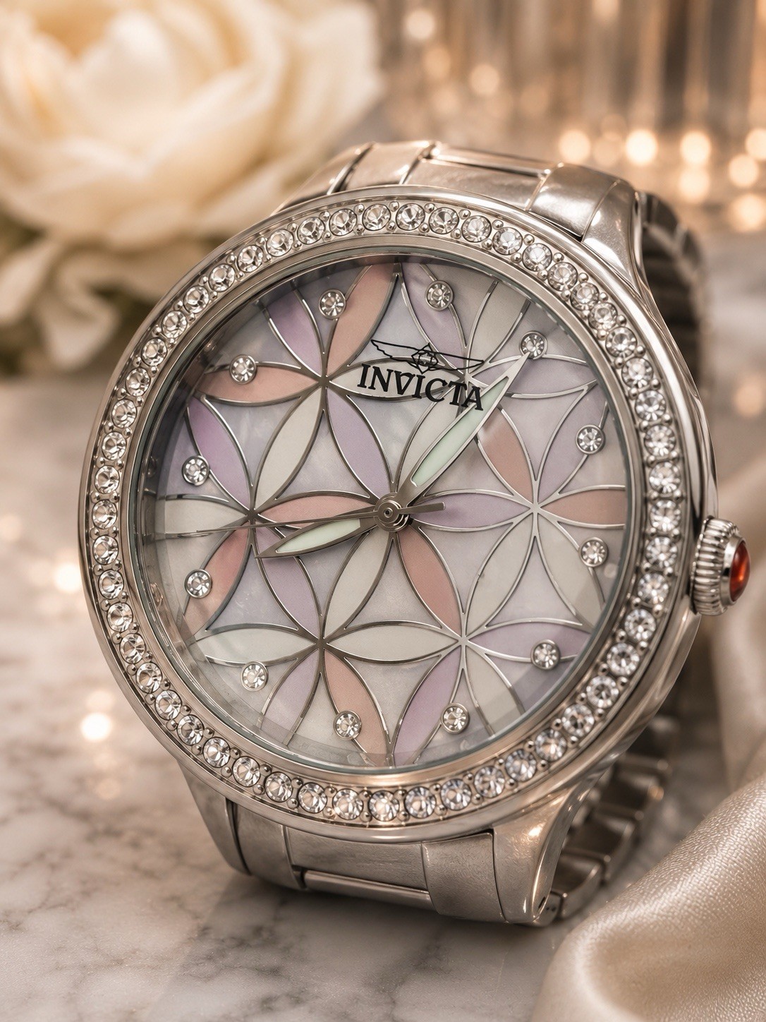 Invicta Wildflower Women’s Watch w/ Mother of Pearl Dial-34mm, Steel (28823)-NEW