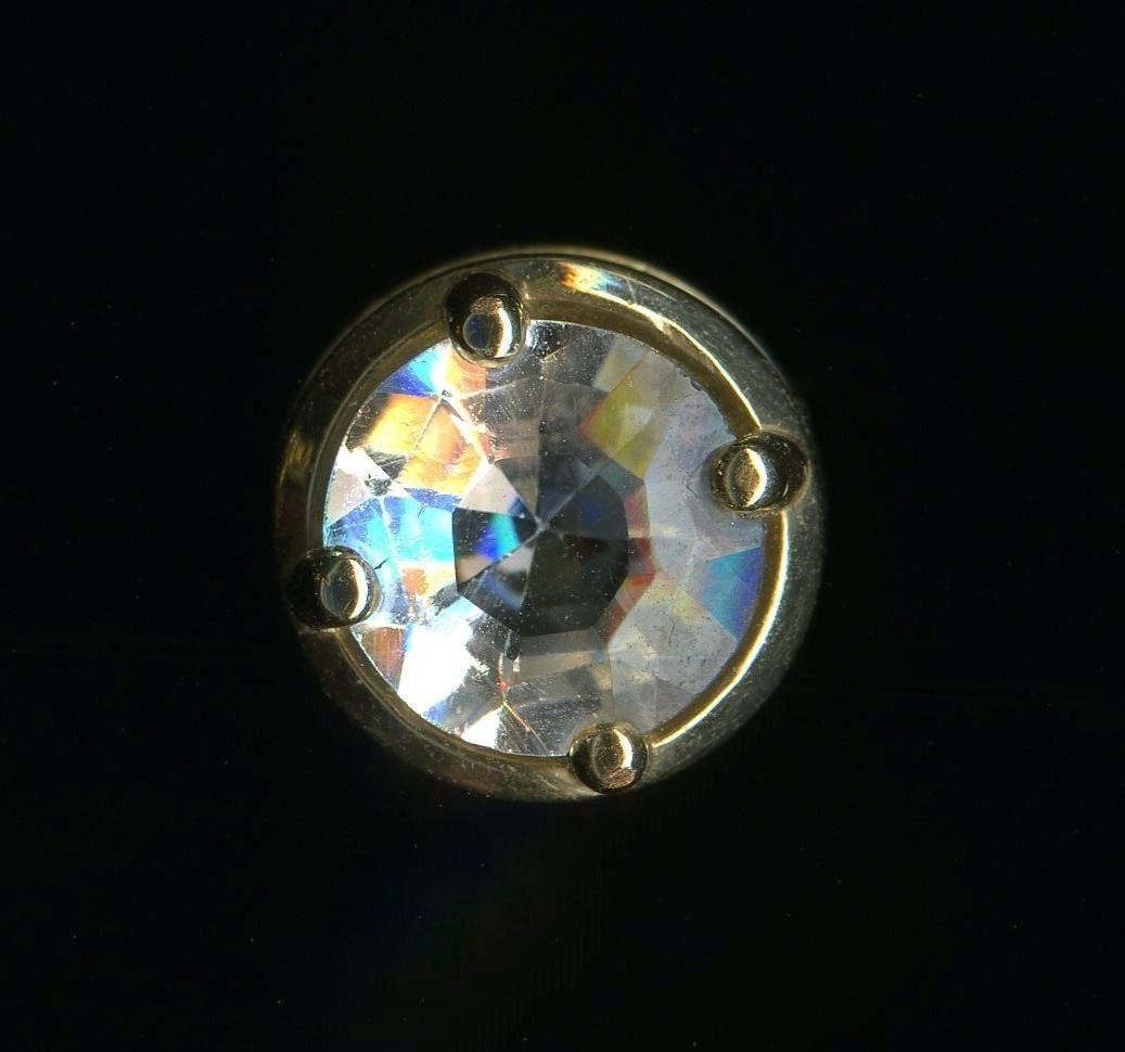 New 14K 2.29 Gram Solid Yellow Gold 9mm Round Clear Topaz Solitaire Pendant va