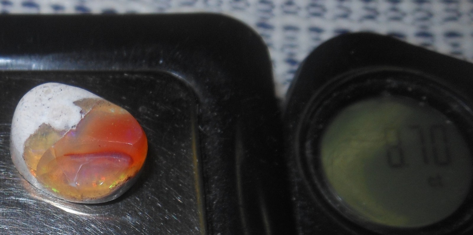 8.70 carats Mexican Fire Opal Freeform shape 15x11x8mm (approx)