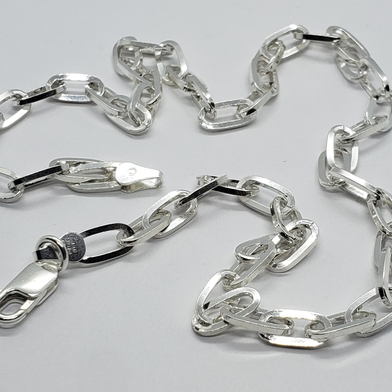 925 Sterling Silver Paperclip Chain Necklace Bracelet 5.5 mm Sizes 7-30 inch