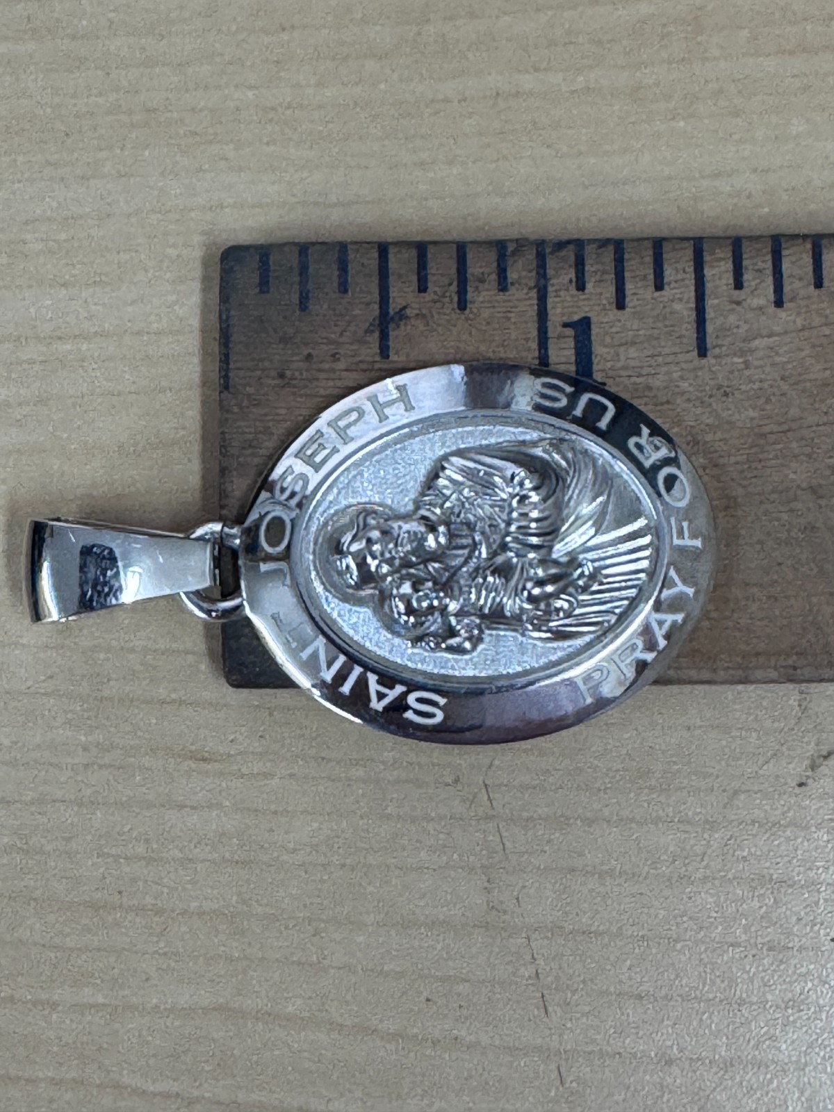 Saint Joseph “Pray For Us” Miraculous Metal 2 Inch Pendant 29 Grams 925