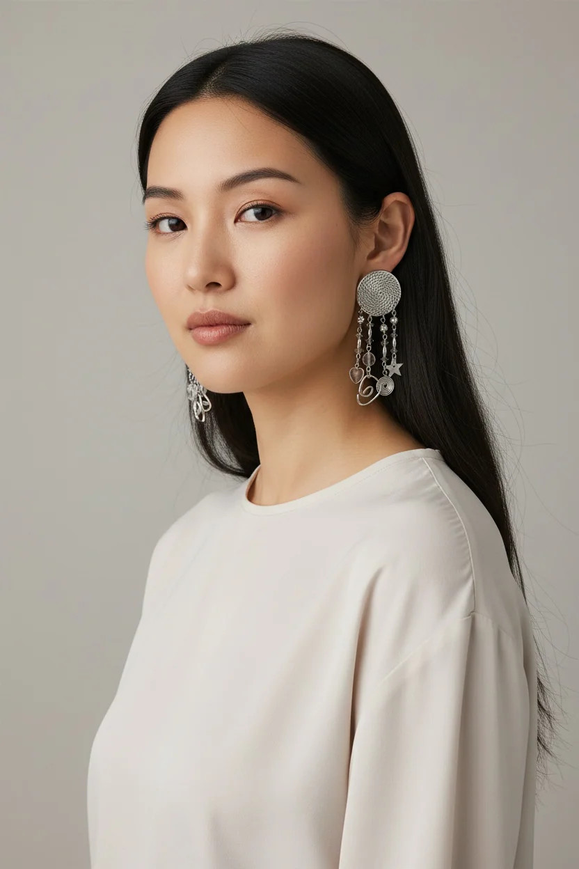 Silver Star/Swirl Earrings