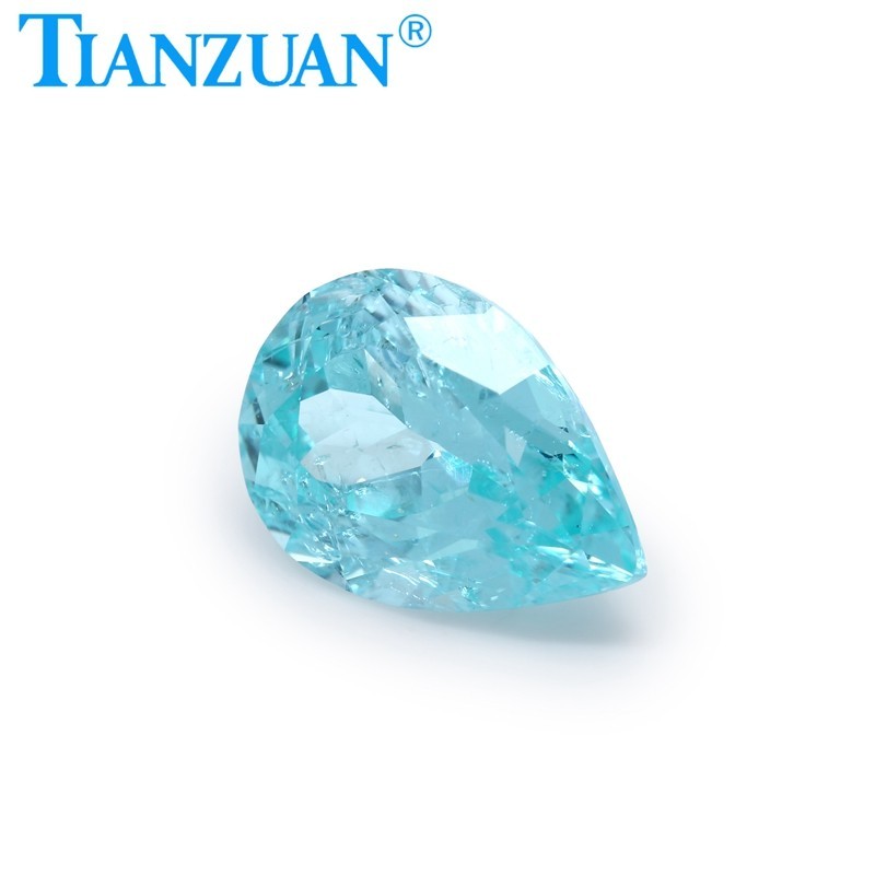 Synthetic YAG Pear Shape Neon Blue Color with inclusions loose Gemstones