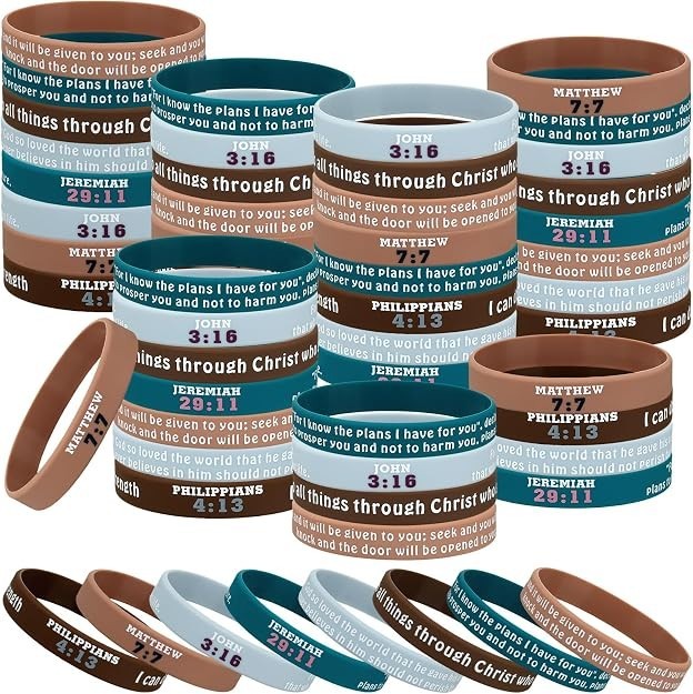 32 Pcs Religious Silicone Bracelets Bulk Bible Verse Bracelets Morandi