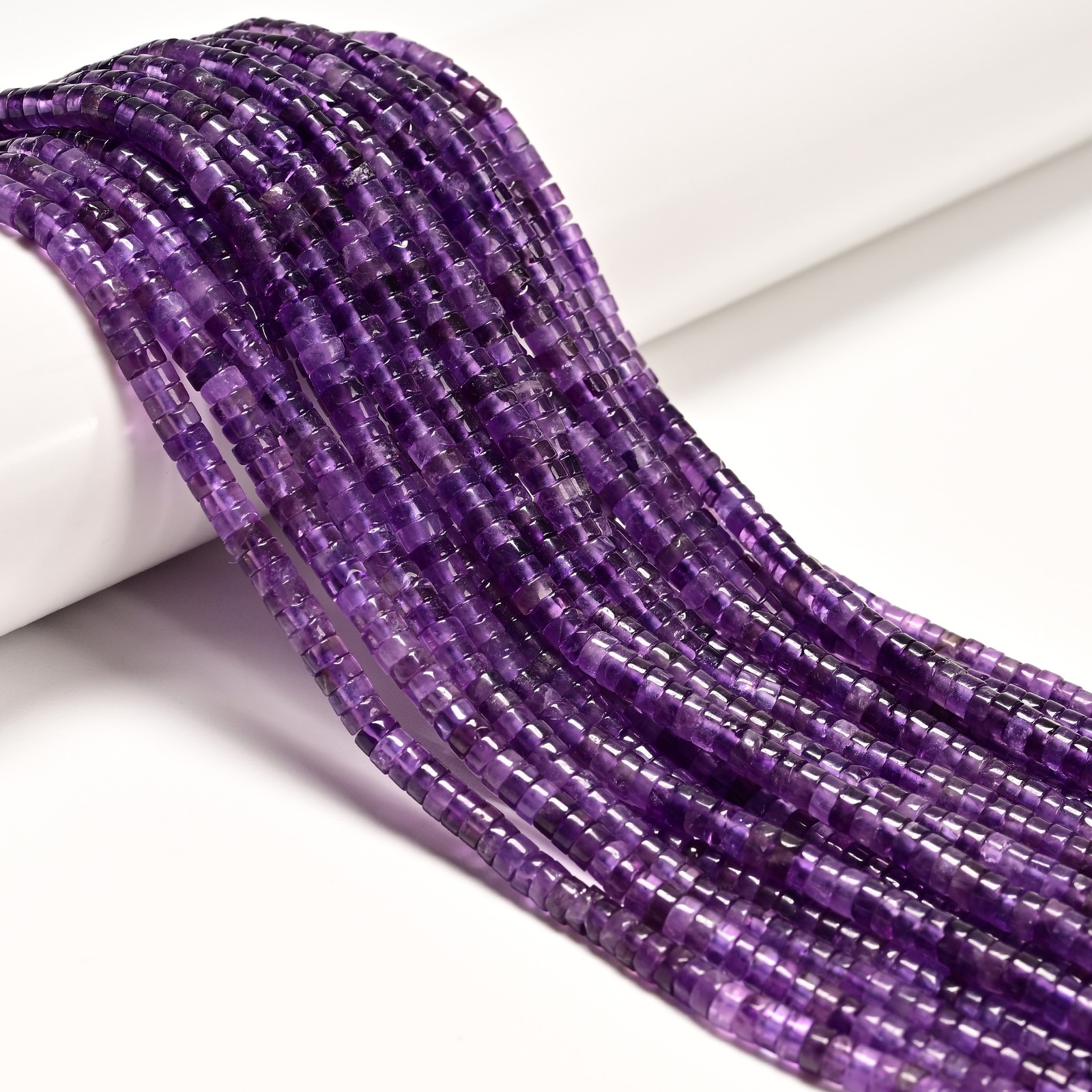 Natural Dark Amethyst Heishi Disc Beads Size 2x4mm 15.5” Strand
