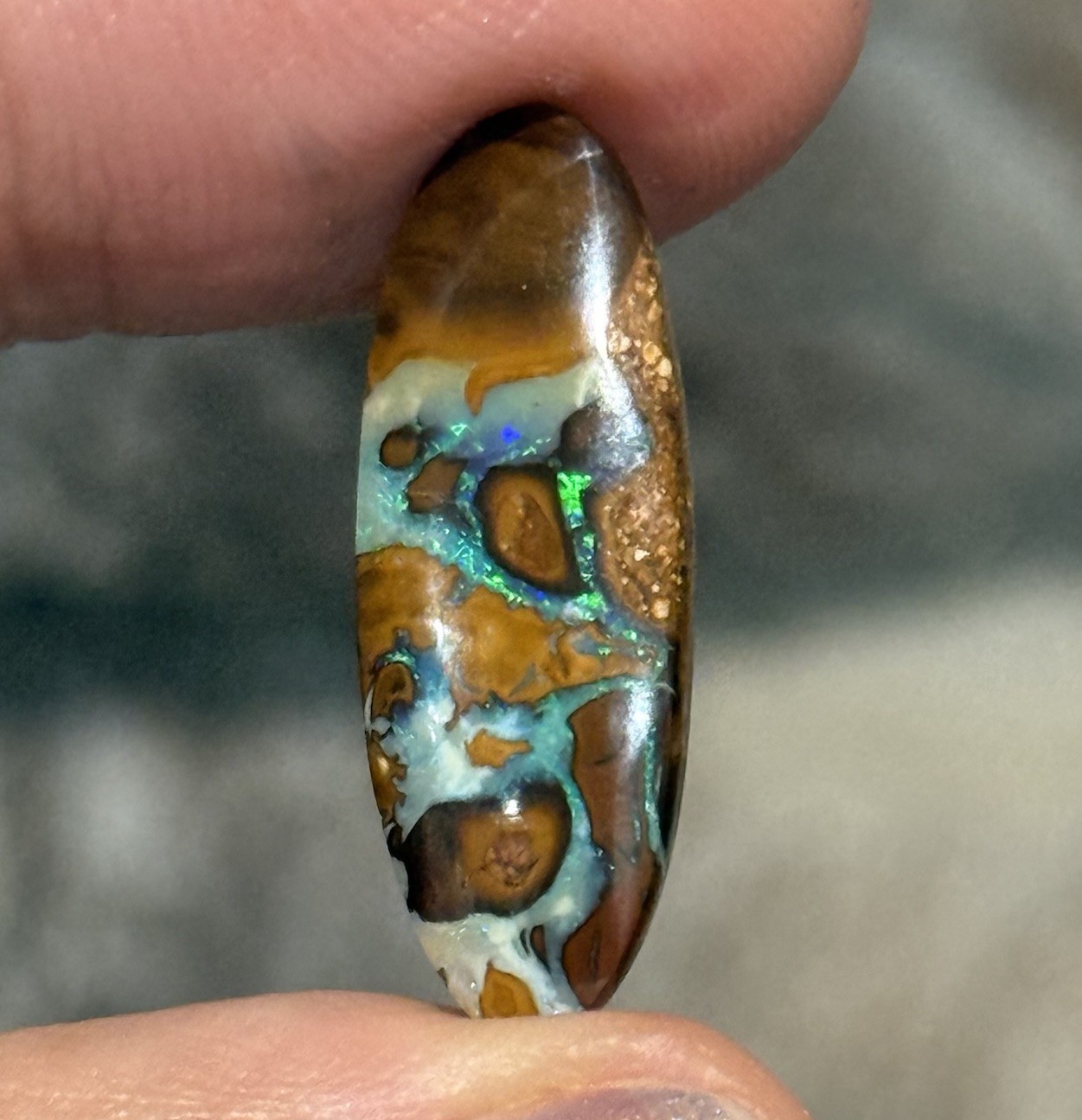 6.2ct 25x9x3.2mm Fine Australian Boulder Opal Polished Oval Cabochon Gemstone