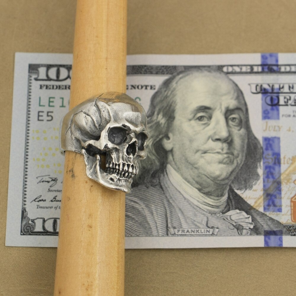 925 Sterling Silver Heavy Skull Ring Mens Biker Gothic Ring Punk Jewelry TA50D