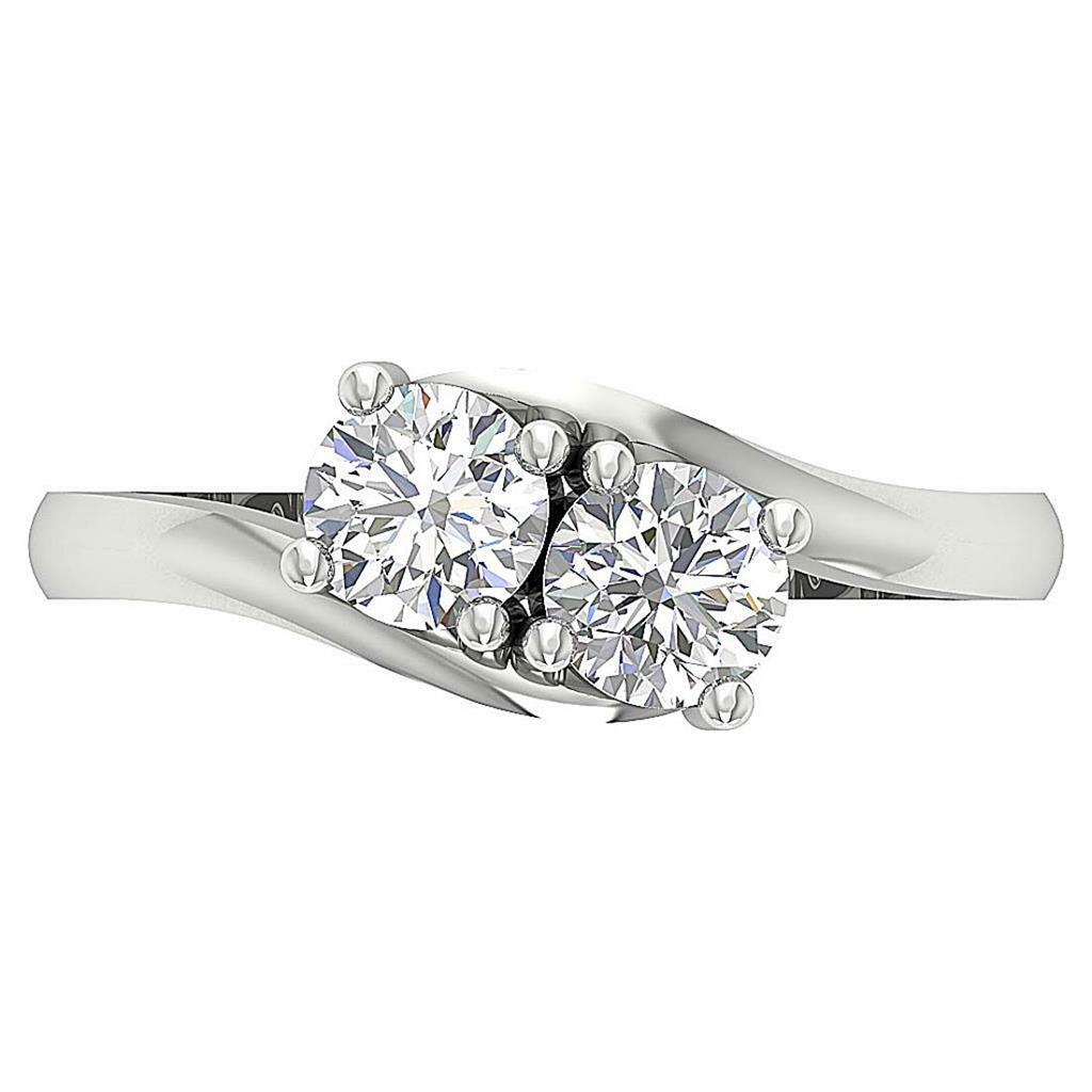 SI2 H 1.10 Ct Round Diamond Forever Us Two Stone Engagement Ring 14K Solid Gold