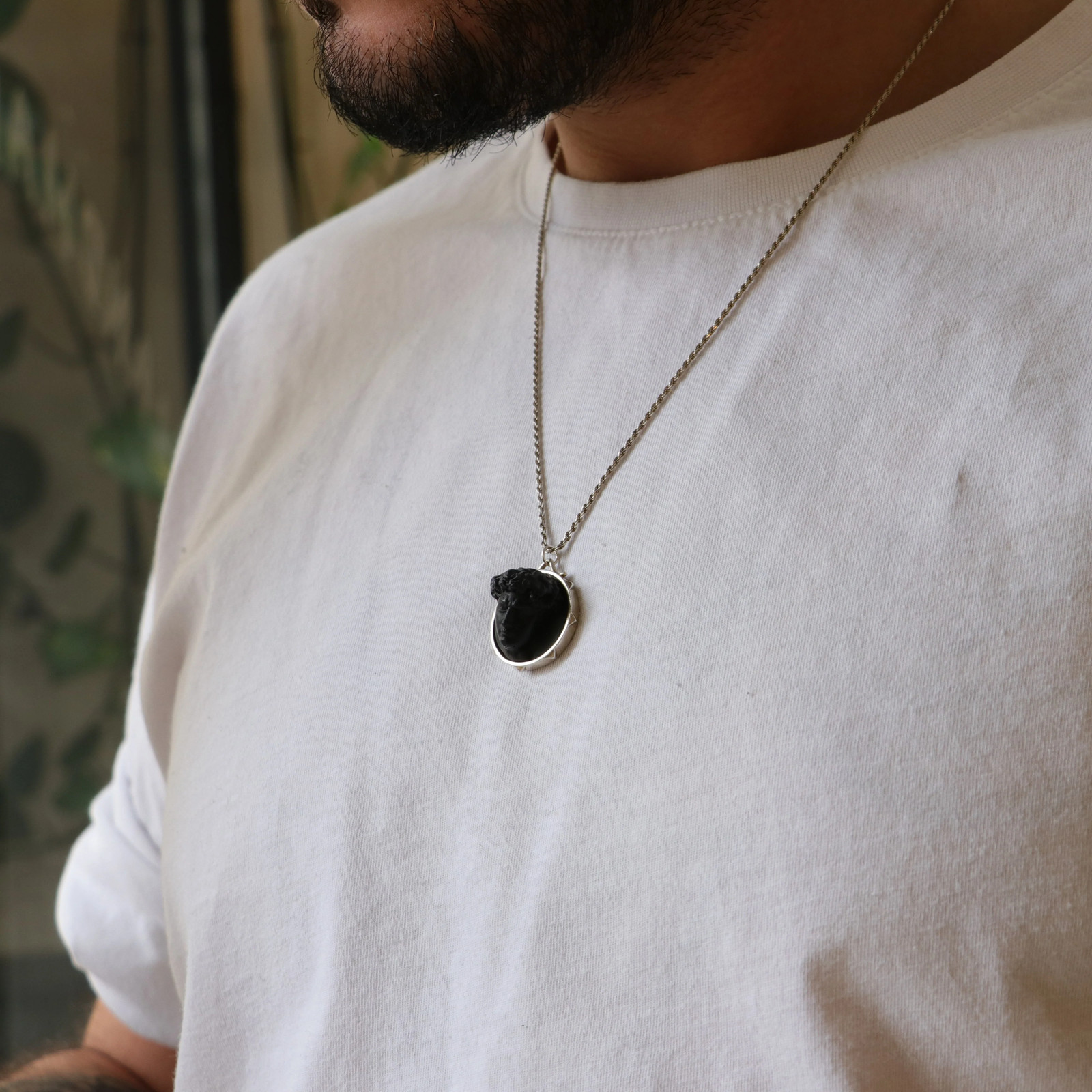 Handmade Marble David Pendant, 925 Silver Renaissance Art Necklace