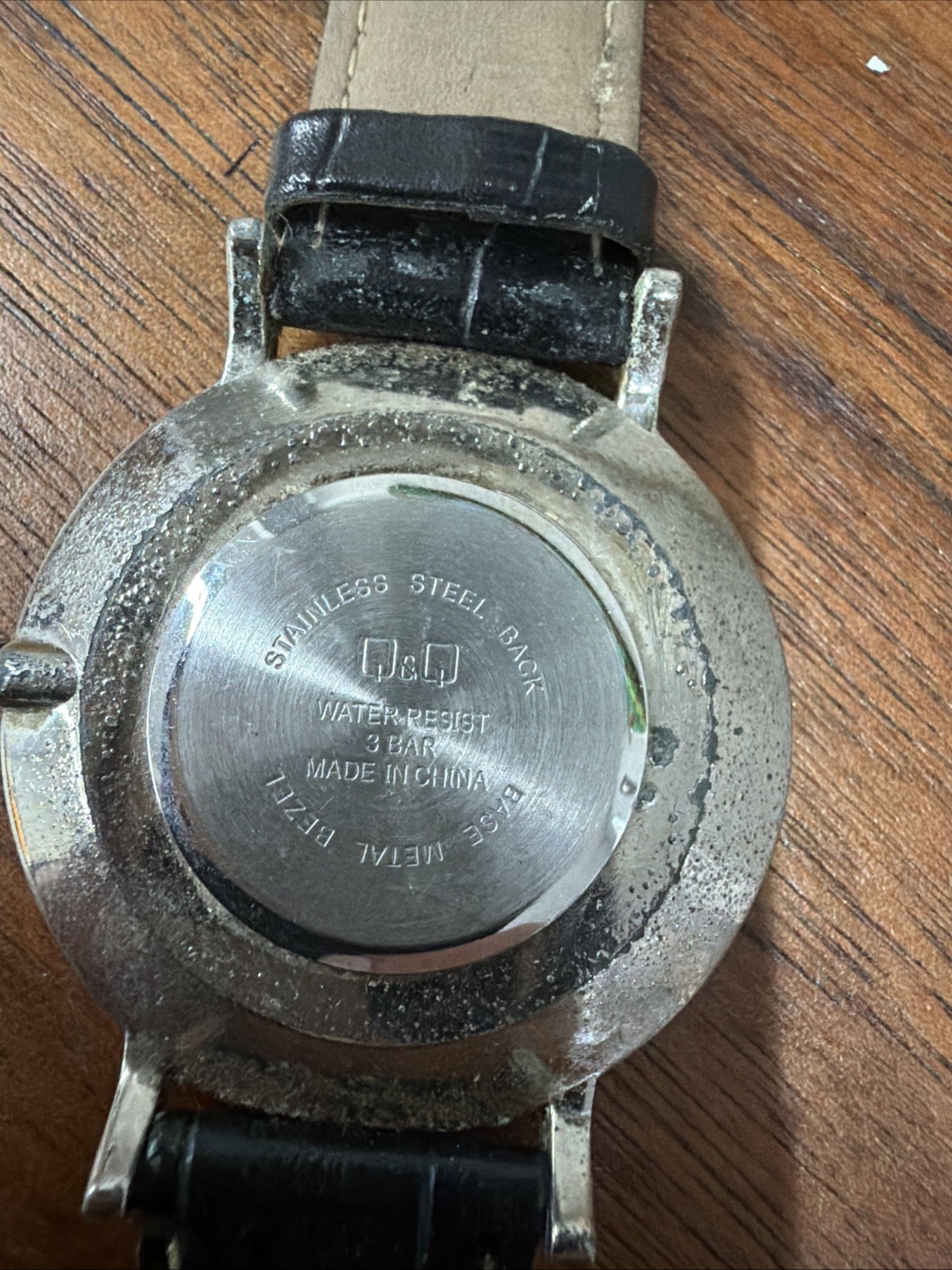Q&Q by Citizen 3 Bar Silver Tone Black Band Men’s Watch Needs New Battery