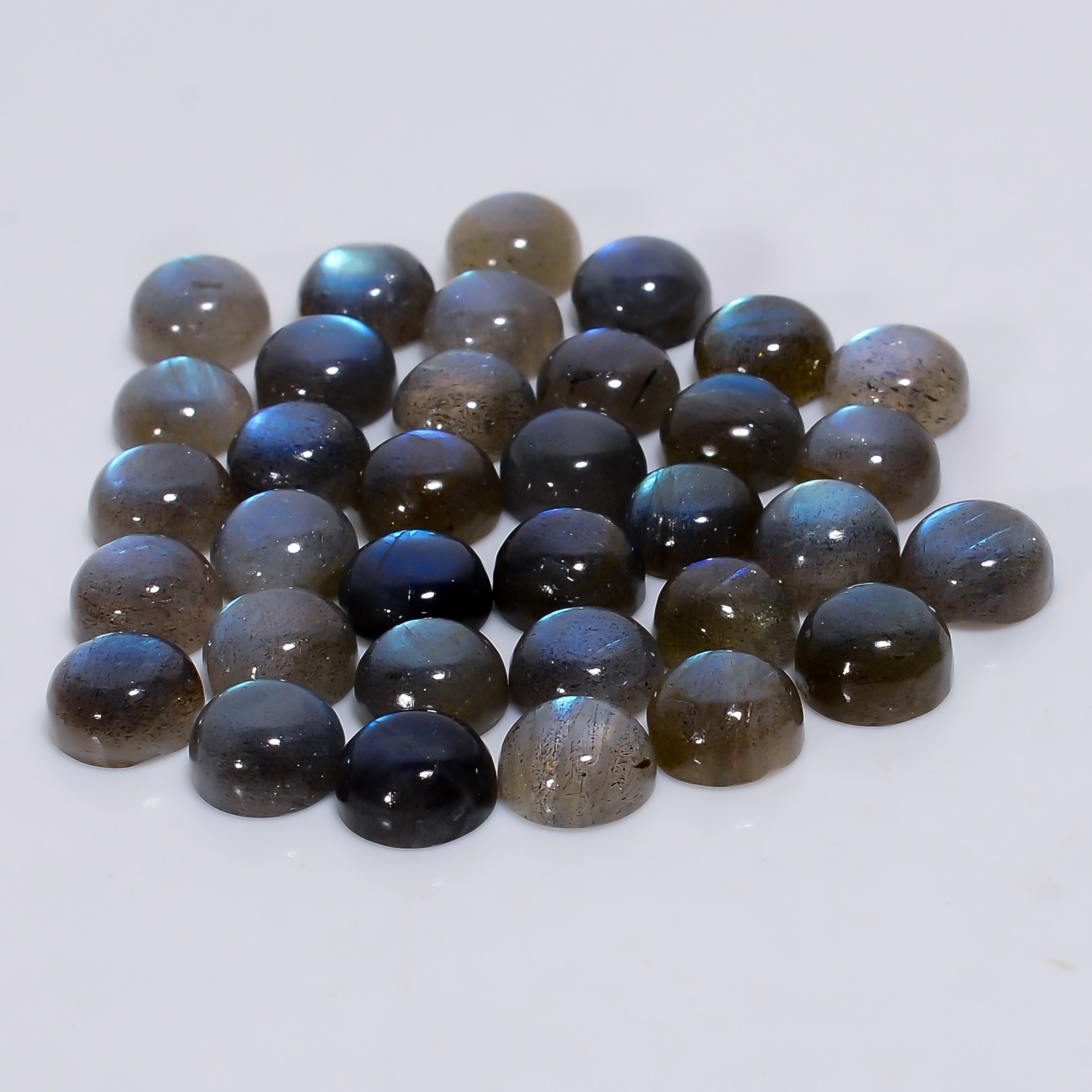 100% Natural Labradorite Round Cabochon Gemstone Lot 20 Ct. 9X9X4 mm EEL-17