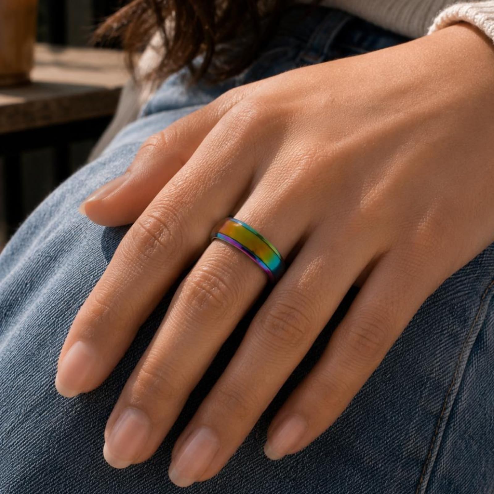 Mood Ring Color Changing 6mm Stainless Steel Comfort Fit Band for Men & Women